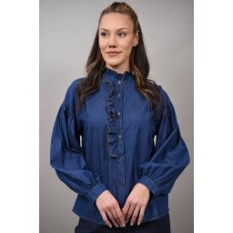 CAMASA TIP DENIM CU VOLANE ANGELA TALIE UNICA Denim