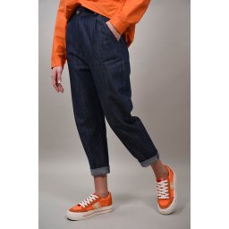 PANTALONI CARROT DENIM CU PENSE RIMINI S Denim Inchis