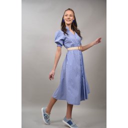 ROCHIE MIDI TIP CAMASA CU MANECA SCURTA ZEFFIRETTO TALIE UNICA Albastru
