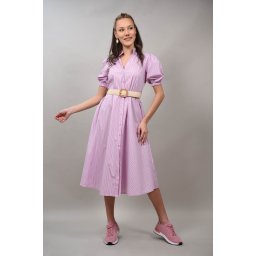 ROCHIE MIDI TIP CAMASA CU MANECA SCURTA ZEFFIRETTO TALIE UNICA Baby Pink