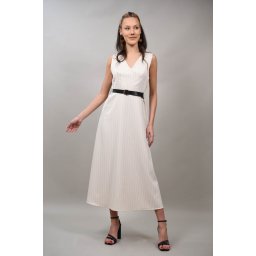 ROCHIE LUNGA IN STIL FORMAL CU CUREA IN TALIE BARESSA Ivory S-M