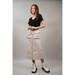 FUSTA CU FERMOAR SI BUZUNARE APLICATE POSITANO Ivory S-M