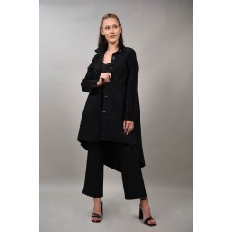 TRENCI LUNG CU BRODERIE POZZO XL Negru