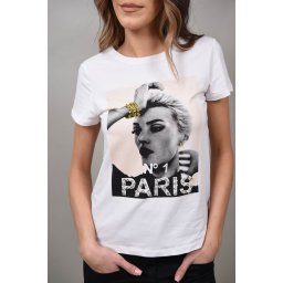 TRICOU CU IMPRIMEU LADY PARIS Alb L-XL