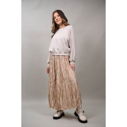FUSTA CU EFECT CRINKLE ASIMETRICA IN PARTEA DE JOS SPLENDORE TALIE UNICA Auriu