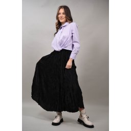 FUSTA CU EFECT CRINKLE ASIMETRICA IN PARTEA DE JOS SPLENDORE TALIE UNICA Negru