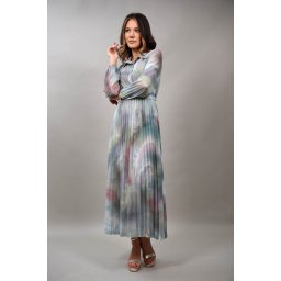 ROCHIE LUNGA PLISATA MULTICOLORA ASIMETRICA IN PARTEA DE JOS ELEGANZIA TALIE UNICA Verde