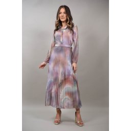 ROCHIE LUNGA PLISATA MULTICOLORA ASIMETRICA IN PARTEA DE JOS ELEGANZIA TALIE UNICA Rose