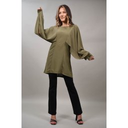 BLUZA CU MANECA LUNGA CUT OUT CELLESE Kaki S-M