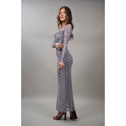 ROCHIE LUNGA DRAPATA TUL CU BULINE MAGICO NEALLY M-L Gri