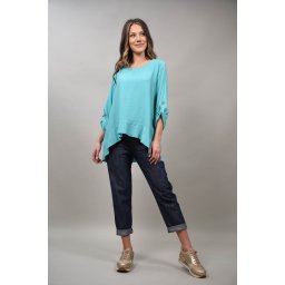 BLUZA ASIMETRICA BLOSSOMIA TALIE UNICA Turcoaz