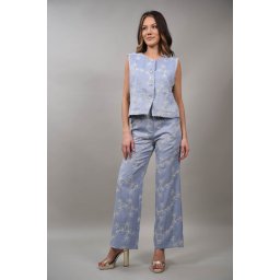 PANTALON IN STIL FORMAL CAPRI M Baby Blue