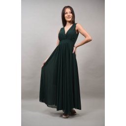ROCHIE LUNGA DE OCAZIE CU TUL AVOLA ASIMETRICA IN PARTEA DE JOS XS-S Verde Forest