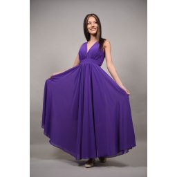 ROCHIE LUNGA DE OCAZIE CU TUL AVOLA ASIMETRICA IN PARTEA DE JOS Violet XS-S