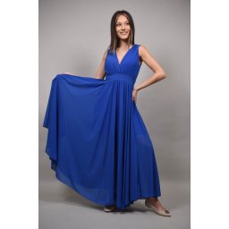 ROCHIE LUNGA DE OCAZIE CU TUL AVOLA ASIMETRICA IN PARTEA DE JOS Albastru XS-S