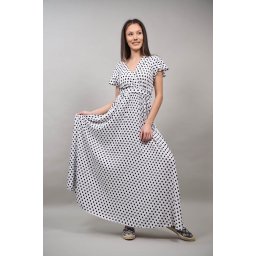 ROCHIE LUNGA PLISATA BICOLORA BULINE ASIMETRICA IN PARTEA DE JOS LUMINOSO Alb L-XL