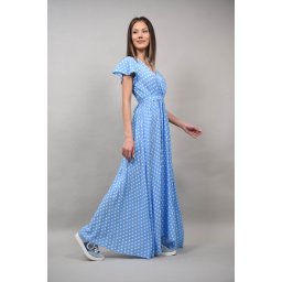 ROCHIE LUNGA PLISATA BICOLORA BULINE ASIMETRICA IN PARTEA DE JOS LUMINOSO Baby Blue S-M
