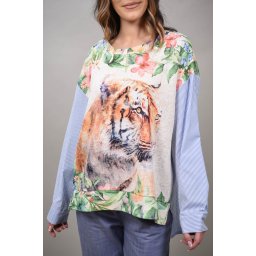 BLUZA COMBINATA CAMASA CU PRINT CAPRICE TALIE UNICA Animal Print