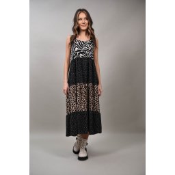 ROCHIE LUNGA CU BRETELE SUBTIRI MULTICOLORA NILDE M-L Animal Print