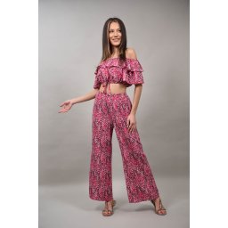 COMPLEU PANTALON CU TOP CROP VOLANE ANIMAL PRINT SERAFINO Roz L-XL