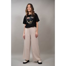 PANTALONI LARGI CU TALIE ELASTICA RADIANT S Bej