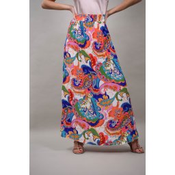 FUSTA PLISATA MULTICOLORA ASIMETRICA IN PARTEA DE JOS RADIARE Alb S-M