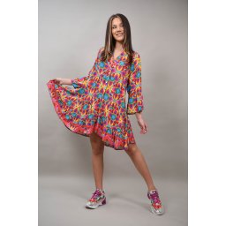 ROCHIE BOHO CHIC SCURTA MULTICOLORA MANDALE LUMINOSA Rosu S-M