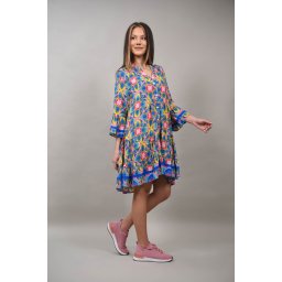 ROCHIE BOHO CHIC SCURTA MULTICOLORA MANDALE LUMINOSA Albastru S-M