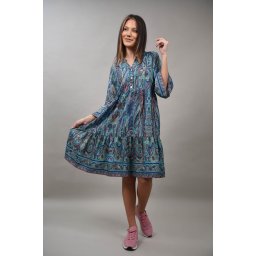 ROCHIE SCURTA MULTICOLORA MOTIVE AGLIANO Turcoaz L-XL