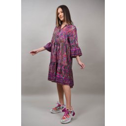 ROCHIE SCURTA MULTICOLORA MOTIVE AGLIANO S-M Fucsia