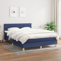 Pat box spring cu saltea, albastru, 140x200 cm, textil GartenMobel Dekor