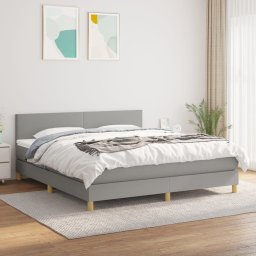 Pat continental cu saltea, gri deschis, 160x200 cm, textil GartenMobel Dekor