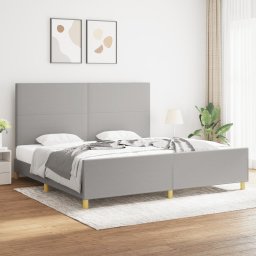 Cadru de pat cu tablie, gri deschis, 200x200 cm, textil GartenMobel Dekor