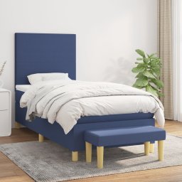 Pat box spring cu saltea, albastru, 100x200 cm, textil GartenMobel Dekor
