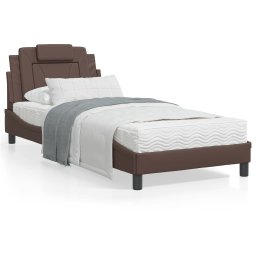 Cadru de pat cu tablie, maro, 90x200 cm, piele ecologica GartenMobel Dekor