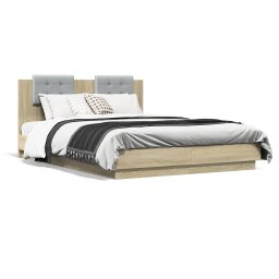 Cadru de pat cu tablie stejar sonoma 140x200 cm lemn prelucrat GartenMobel Dekor