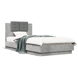 Cadru de pat cu tablie gri beton 100x200 cm lemn prelucrat GartenMobel Dekor