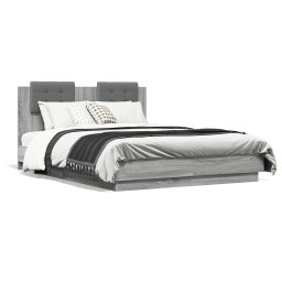 Cadru de pat cu tablie, gri sonoma, 135x190 cm, lemn prelucrat GartenMobel Dekor