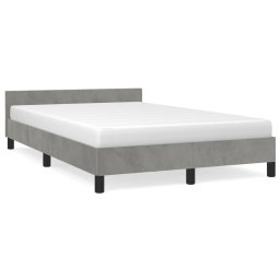 Cadru de pat cu tablie, gri deschis, 120x190cm, catifea GartenMobel Dekor