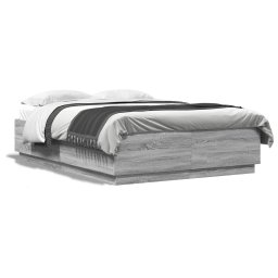 Cadru de pat cu lumini LED gri sonoma 160x200 cm lemn prelucrat GartenMobel Dekor