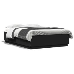 Cadru de pat cu lumini LED, negru, 150x200 cm, lemn prelucrat GartenMobel Dekor
