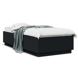Cadru de pat cu lumini LED, negru, 100x200 cm, lemn prelucrat GartenMobel Dekor
