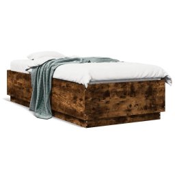 Cadru de pat cu LED, stejar fumuriu, 100x200 cm, lemn prelucrat GartenMobel Dekor