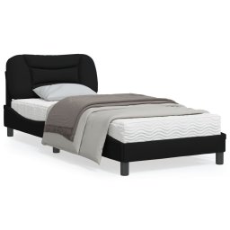 Cadru de pat cu lumini LED, negru, 80x200 cm, textil GartenMobel Dekor