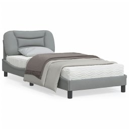 Cadru de pat cu lumini LED, gri deschis, 90x190 cm, textil GartenMobel Dekor