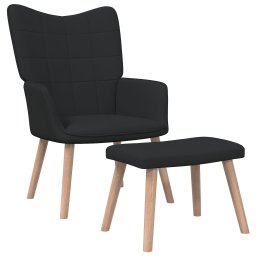 Scaun de relaxare cu taburet, negru, textil GartenMobel Dekor