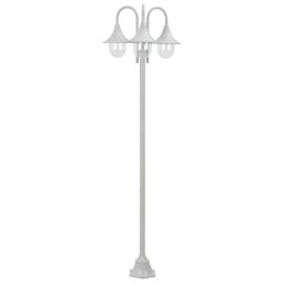 Stalp iluminare gradina, E27, 220 cm, aluminiu, 3 lampi, alb GartenMobel Dekor