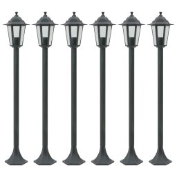 Stalp iluminare gradina 6 buc. E27 110 cm aluminiu verde închis GartenMobel Dekor