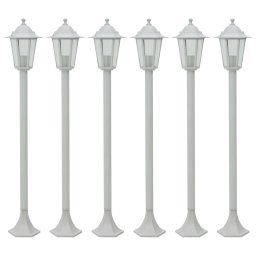 Stalp iluminare gradina, 6 buc., alb, 110 cm, aluminiu, E27 GartenMobel Dekor