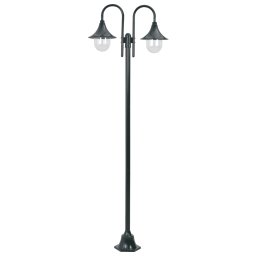 Stalp cu lumini de gradina E27 220 cm, aluminiu 2 lampi, verde GartenMobel Dekor